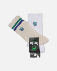 Foot-ies New Zealand Warriors Sneaker Socks 2 Pack Off White/White