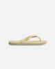 Havaianas Women's Square Toe Logo Metallic Thongs Butter