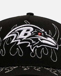 New Era Baltimore Ravens 'Outline Flames' 9FORTY A-Frame Snapback Black