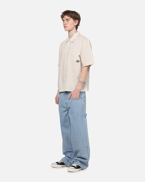 Carre Signature Rose Button Up Shirt Natural Pinstripe
