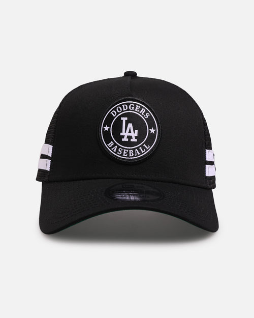 New Era Los Angeles Dodgers 'Stripe' 9FORTY A-Frame Trucker Snapback Black/White