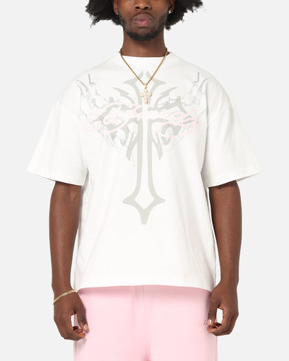 Ed Hardy Trinity Rhinestone T-Shirt Off White