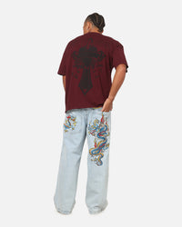 Ed Hardy Sacred Heart T-Shirt Burgundy