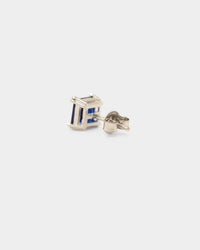 NXS Square Cut Earring White Gold/Blue