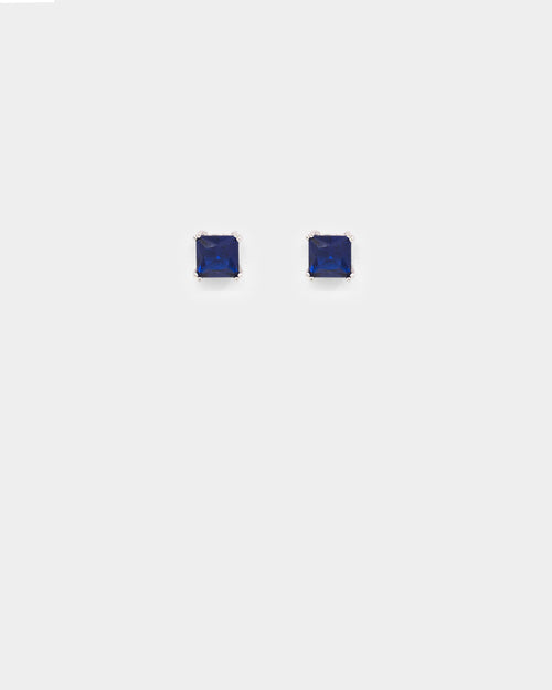 NXS Square Cut Earring White Gold/Blue