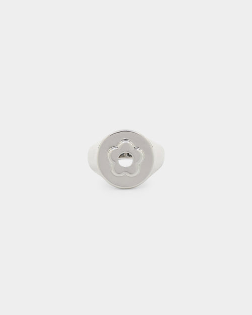 Wild For The Weekend Flower Power Signet Ring (Large) Silver