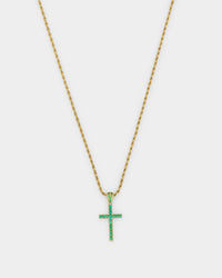 NXS Classic Mini Cross Pendant Gold/Green