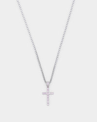 NXS Classic Mini Cross Pendant White Gold/Pink