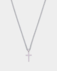 NXS Classic Mini Cross Pendant White Gold/Pink