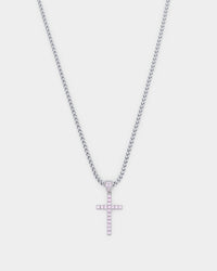NXS Classic Mini Cross Pendant White Gold/Pink
