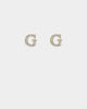 Guess Mainline Party Pave G Logo 9mm Stud Earrings Gold