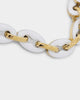 Guess Mainline Women's 17" White & Crystals Yellow Gold Necklace White