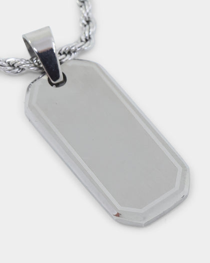 INFRA Tab Pendant Necklace Stainless Steel