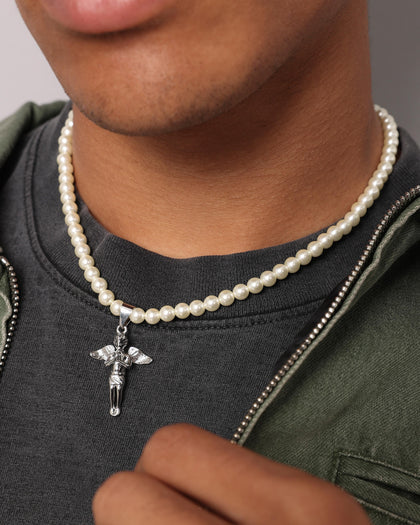 NXS Cupids Pearl Necklace White Gold