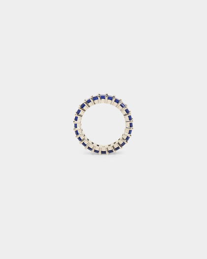 NXS Baguette Ring White Gold/Blue