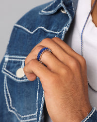 NXS Baguette Ring White Gold/Blue