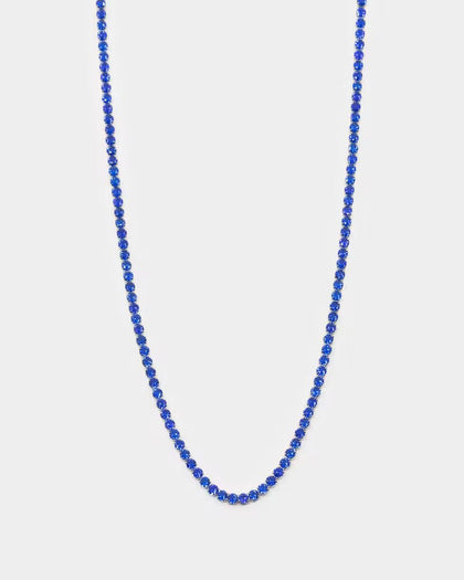 NXS 3mm Tennis Chain White Gold/Blue
