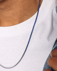 NXS 3mm Tennis Chain White Gold/Blue