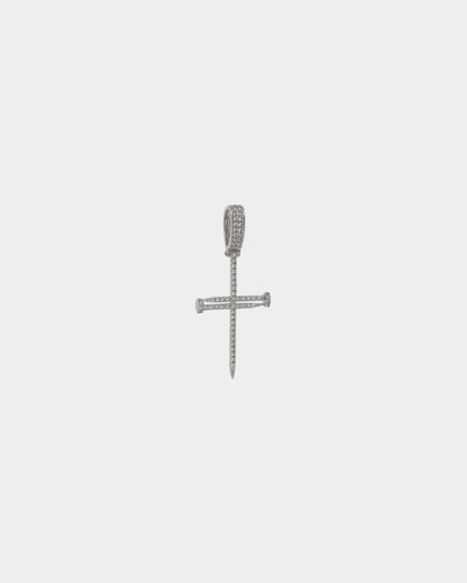NXS Iced Nail Pendant Iced White Gold