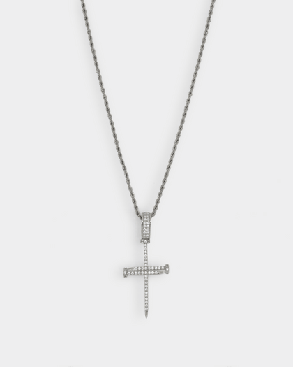 NXS Iced Nail Pendant Iced White Gold