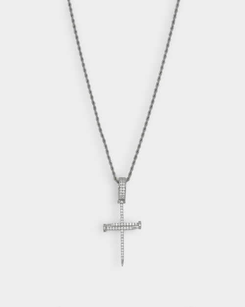 NXS Iced Nail Pendant Iced White Gold