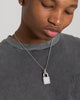 NXS Iced Padlock Pendant Iced White Gold