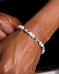 NXS Coloured Cross Pearl Bracelet Multi/White