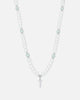 NXS Dagger Pearl Necklace White Gold/Blue