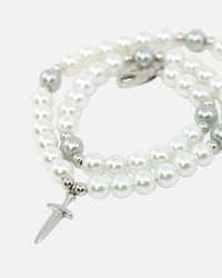 NXS Dagger Pearl Necklace White Gold/Blue