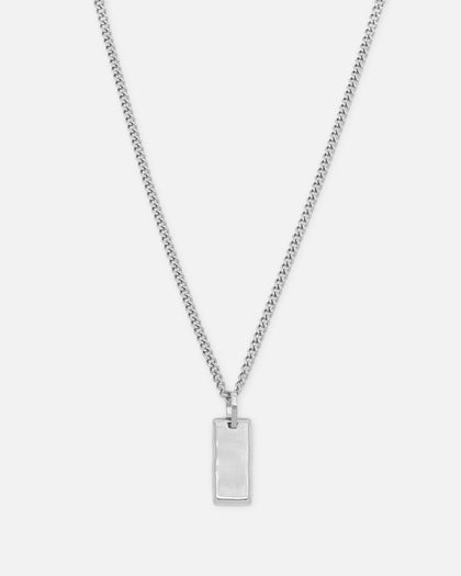 Saint Morta Carved Tag Necklace White Gold