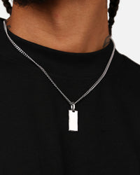 Saint Morta Carved Tag Necklace White Gold