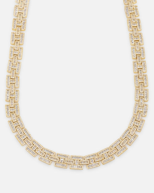 Saint Morta Baguette Interlink Chain Iced Gold