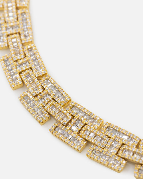 Saint Morta Baguette Interlink Chain Iced Gold
