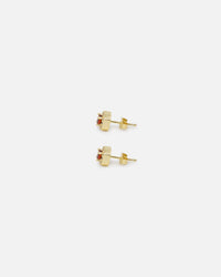 Saint Morta Mini Round Cut Halo Earrings Gold/Garnet