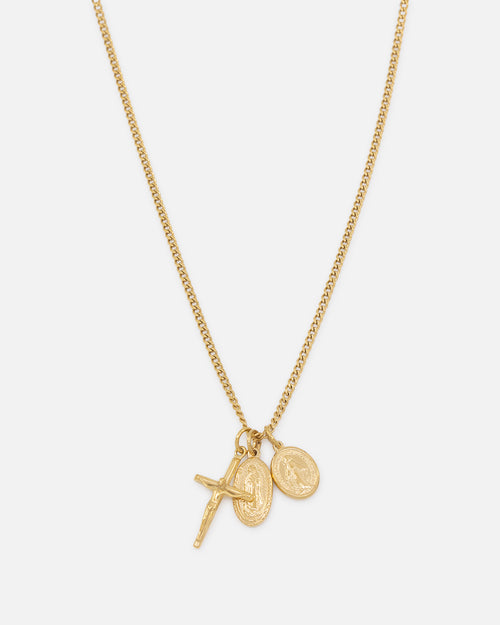 Saint Morta Holy Stacked 3mm Cuban Chain Necklace Gold