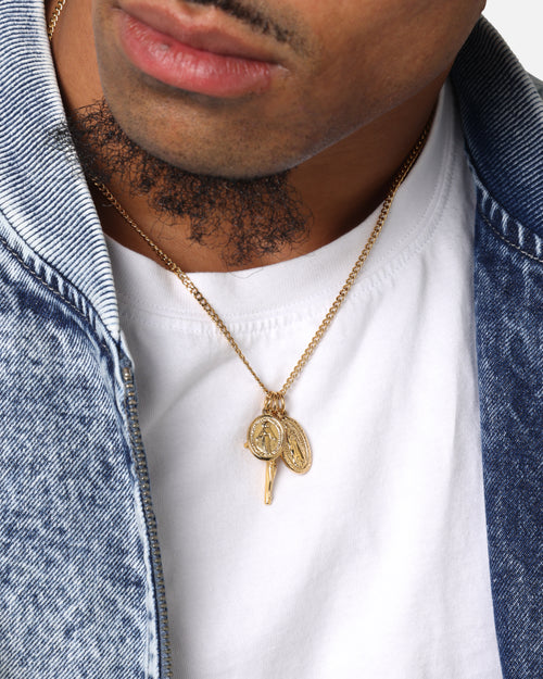 Saint Morta Holy Stacked 3mm Cuban Chain Necklace Gold