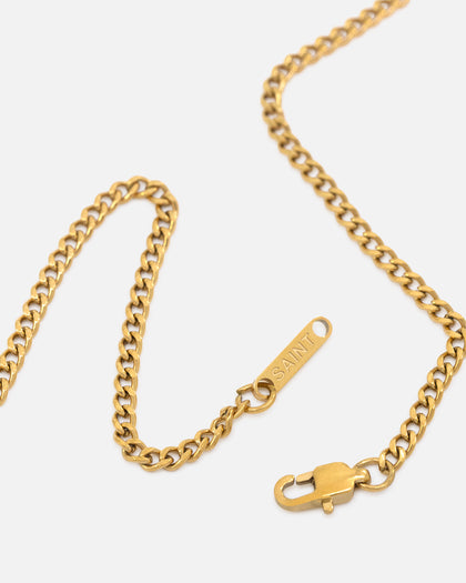 Saint Morta Holy Stacked 3mm Cuban Chain Necklace Gold