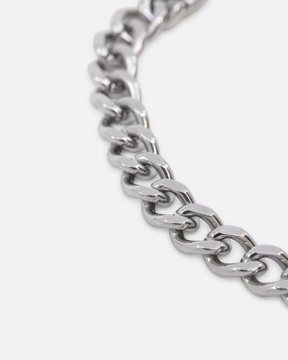 Ed Hardy Scroll Logo Curb Chain Bracelet Silver