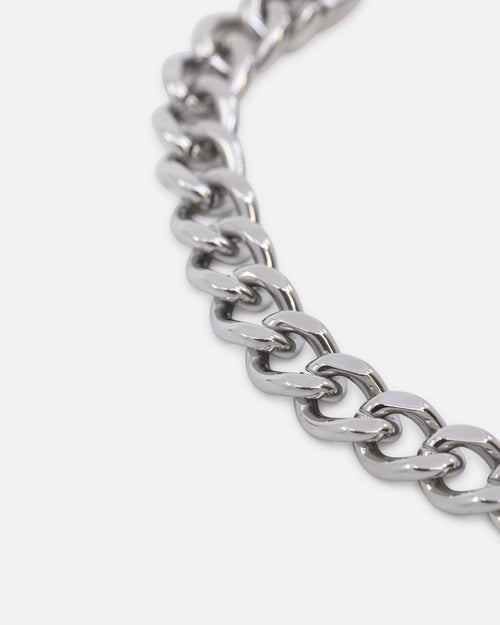 Ed Hardy Scroll Logo Curb Chain Bracelet Silver