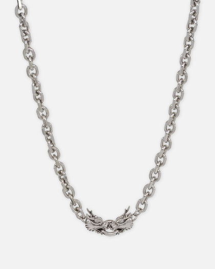 Ed Hardy Dragon Choker Chain Necklace Silver