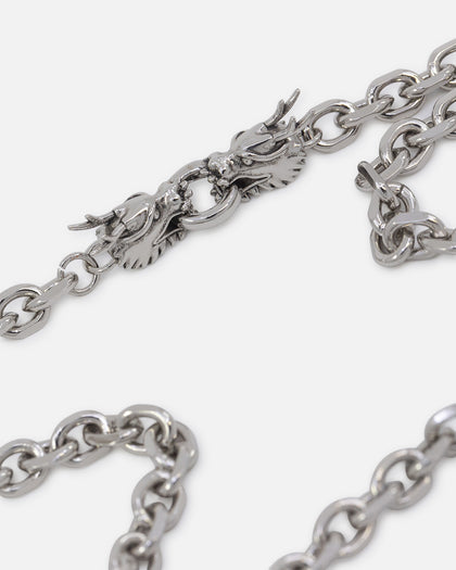 Ed Hardy Dragon Choker Chain Necklace Silver