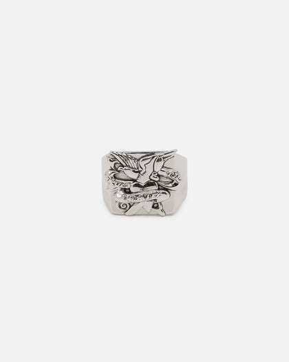 Ed Hardy Heart & Dagger Ring Silver