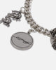 Ed Hardy Multi Charm Cuban Chain Bracelet Silver