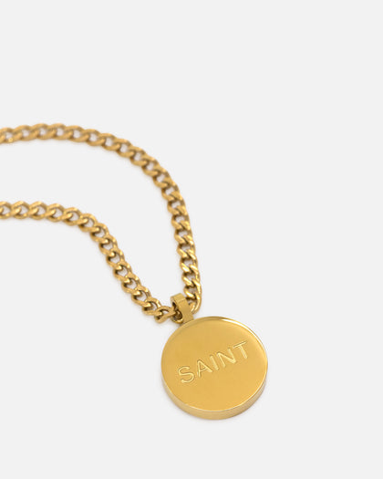 Saint Morta Round Totem Pendant Chain Gold