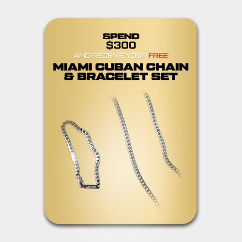 Saint Morta Miami Cuban Chain & Bracelet Bundle White Gold