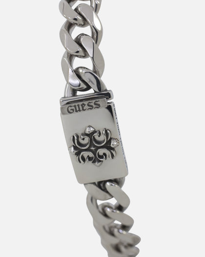 Guess Mainline 10mm 4G Rebel Curb Chain Bracelet Silver