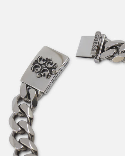 Guess Mainline 10mm 4G Rebel Curb Chain Bracelet Silver