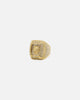 Guess Mainline 14mm Lion Pave Signet Ring Gold