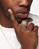 Guess Mainline 14mm Lion Pave Signet Ring Gold