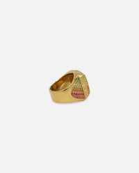 Guess Mainline 14mm Lion Pave Signet Ring Gold